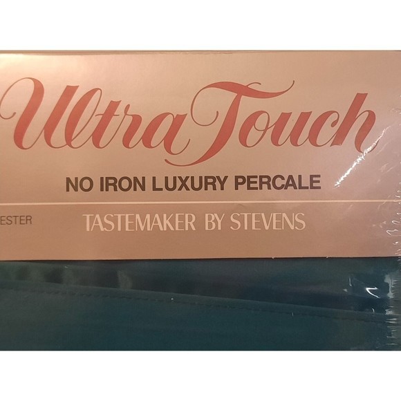 Vintage NWT No-Iron Luxury Percale Ultra Touch by Stevens Twin Sheet Set Aqua - Picture 3 of 7